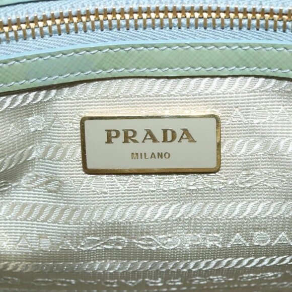 PRADA Galleria Hand Bag Safiano leather 2way Gold Light green Auth 133778 - Picture 10 of 16